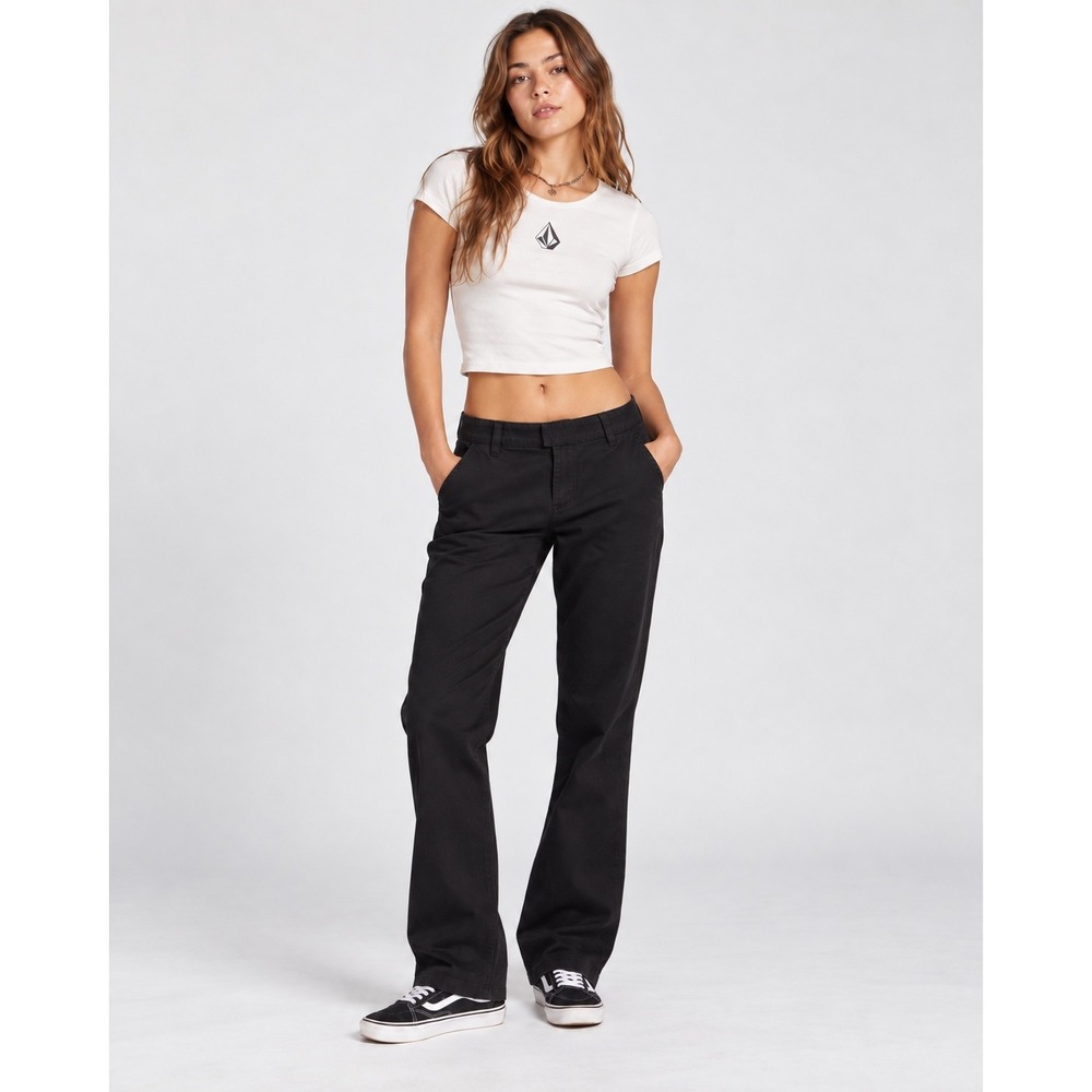 Volcom Frochickie Black Straight Leg Pants Low Rise Y2K Chinos Size 28